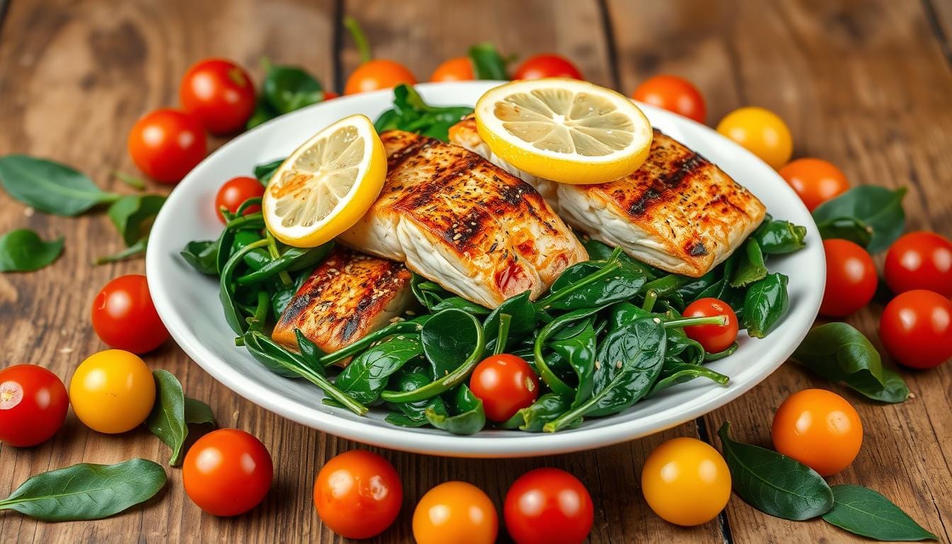 recipes with salmon and leaf spinach