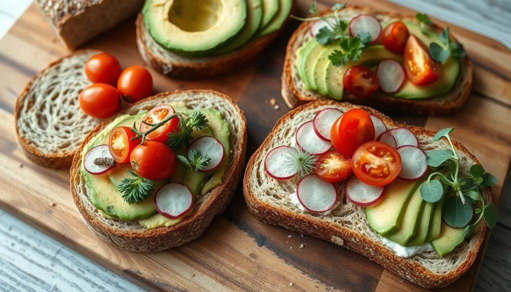 Best Bread for Avocado Toast A delicious avocado toast topped with smoked salmon, poached eggs, cherry tomatoes, and fresh herbs.
