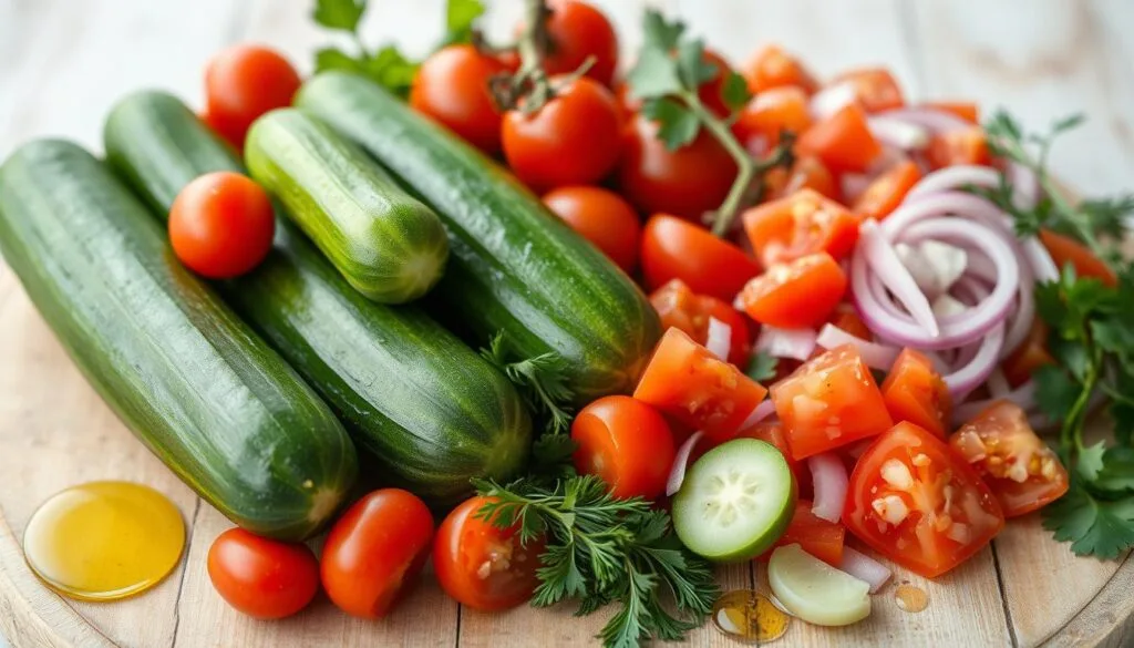 Logan's Cucumber Salad Ingredients A vibrant bowl of Logan's cucumber salad, garnished with fresh dill, red onions, and a light drizzle of olive oil, perfect for summer.